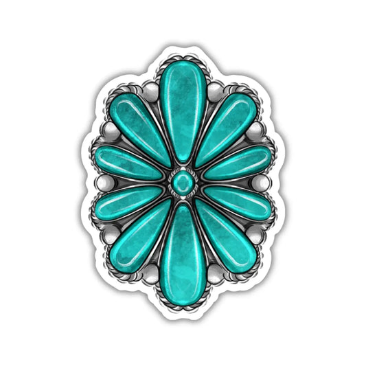 Oval Cowgirl Concho with "Silver Dots" Western Sticker