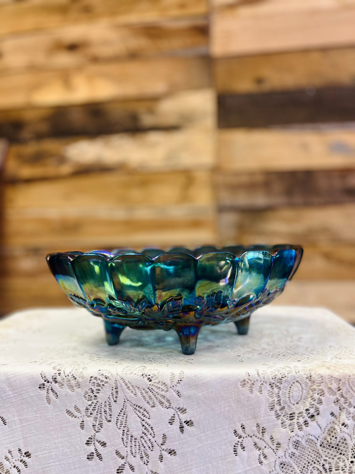 Vintage Carnival Glass Fruit Bowl
