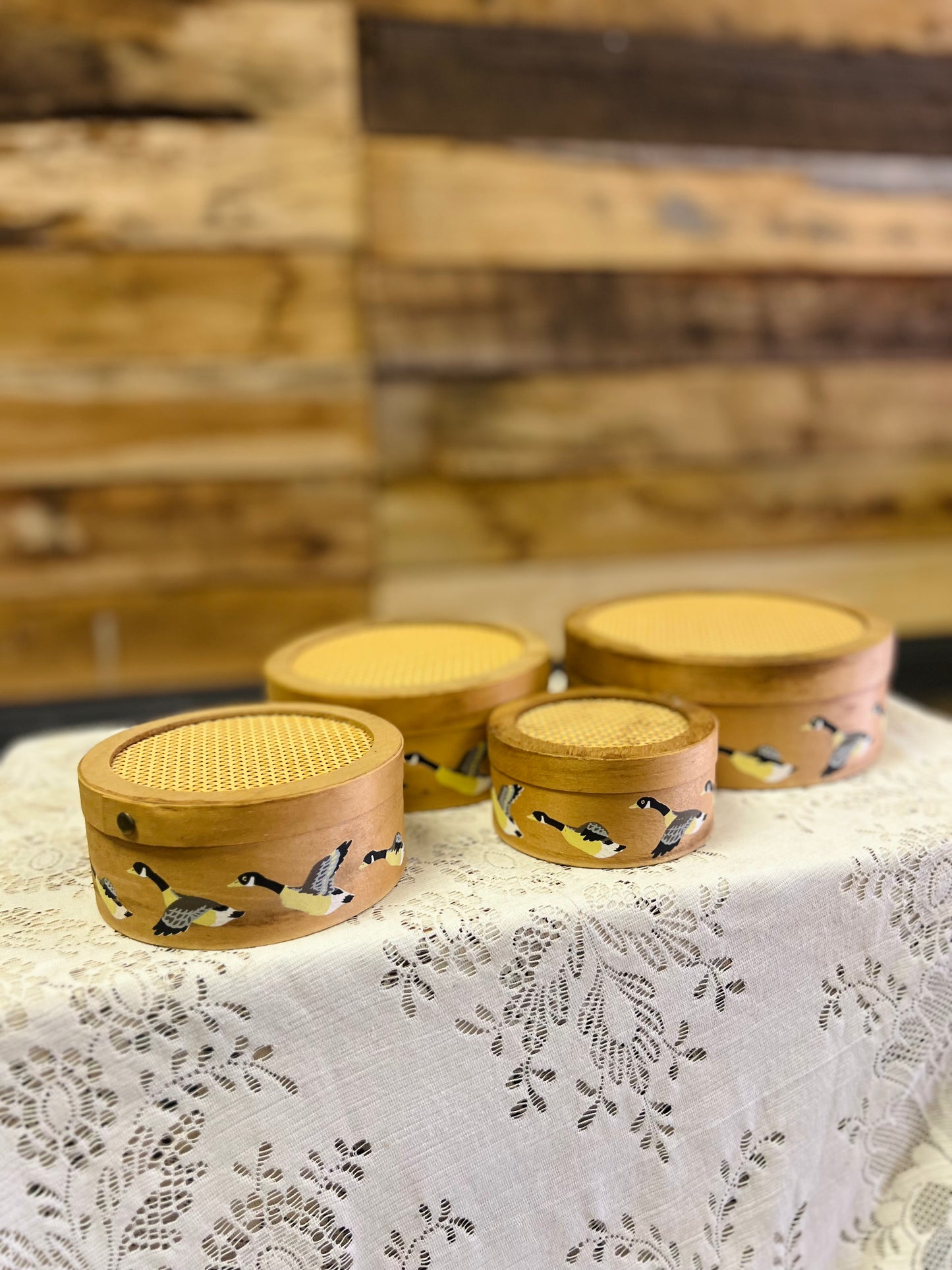 Vintage Canada Geese Nesting Wood boxes - Set Of 4