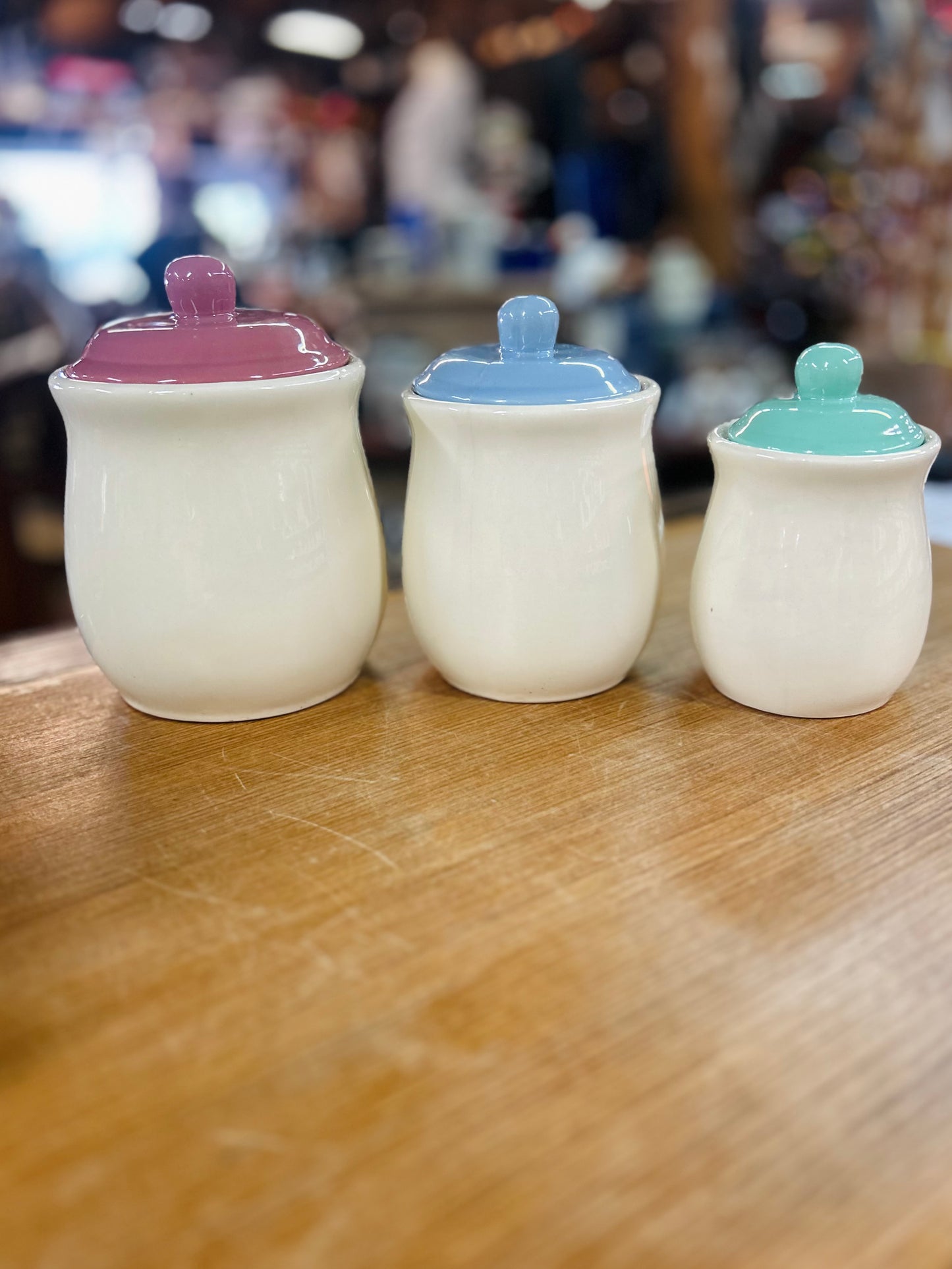 Vintage Early 1930s Lidded Jar Set Of 3