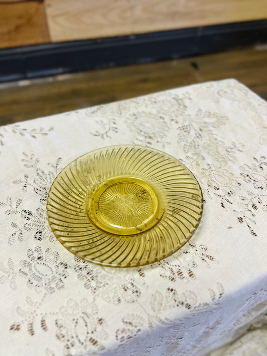 Vintage Federal Glass Amber Swirl Plate