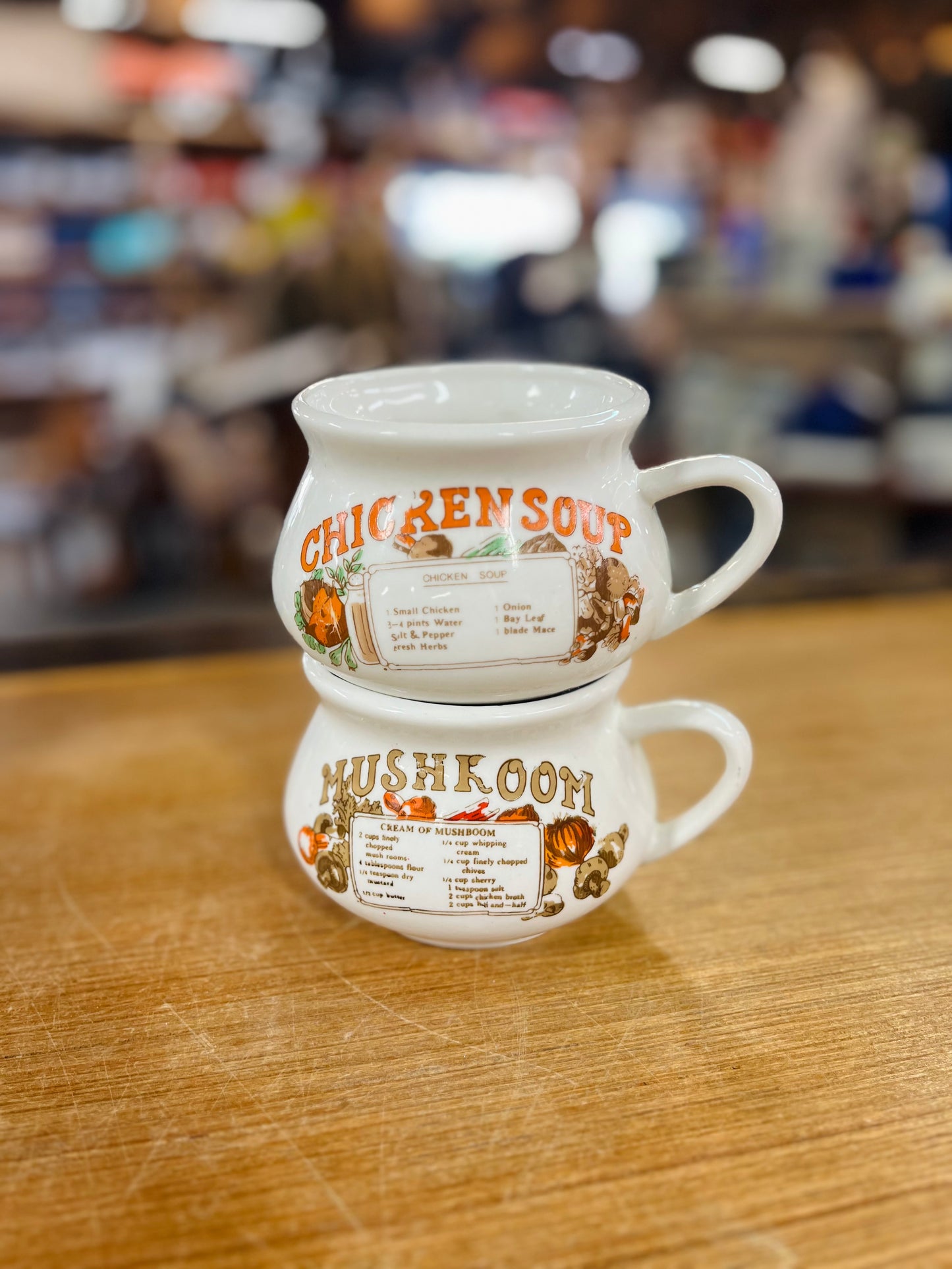 Vintage 70's Ceramic Soup Recipe Mug - Mushroom or Chicken Soup