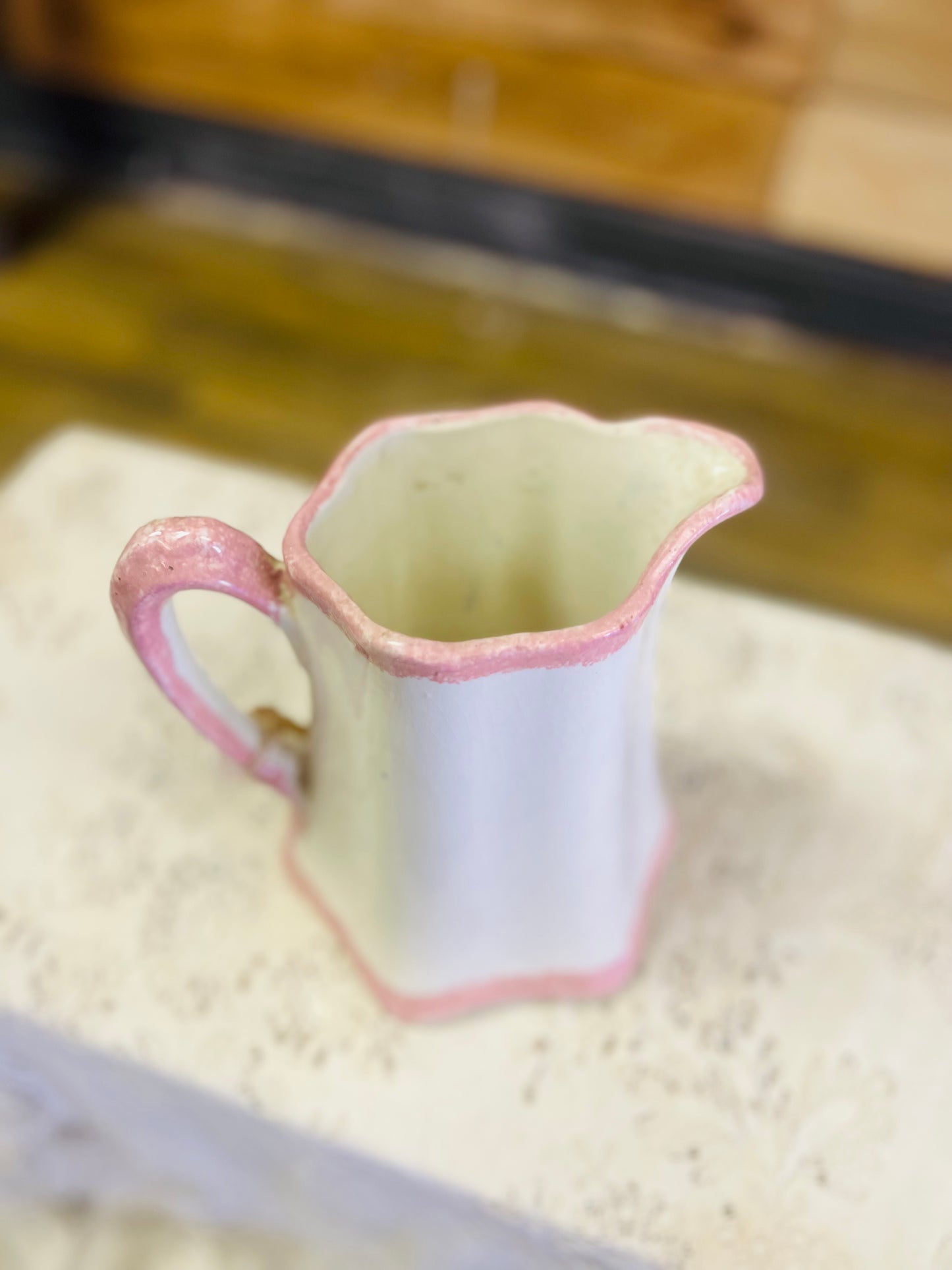 Vintage Cash Family Pottery Hand Painted Floral Pitcher