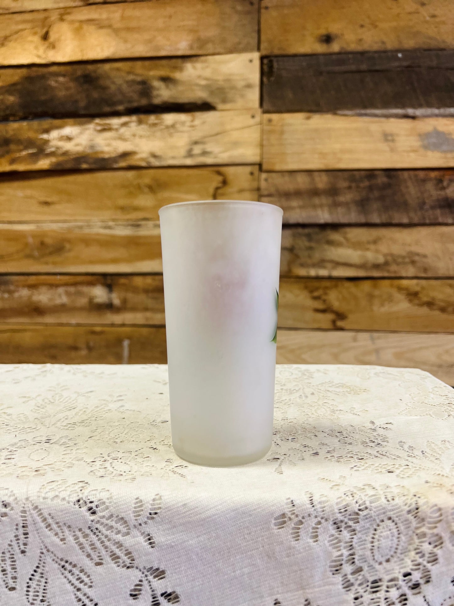 Vintage Frosted Cardinal Glass Cup