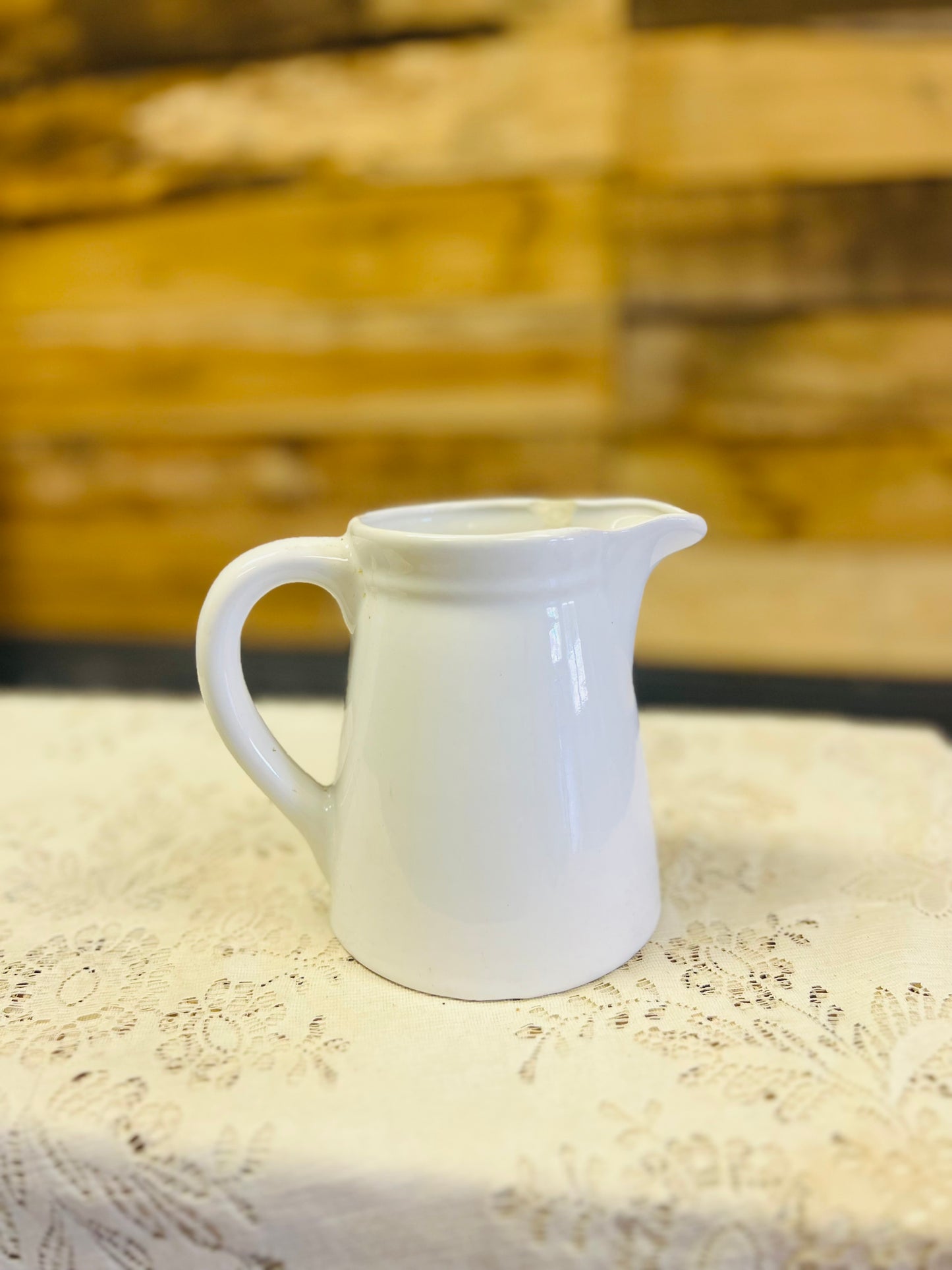 Vintage Taiwan Ceramic Pitcher with Kitchen Scene