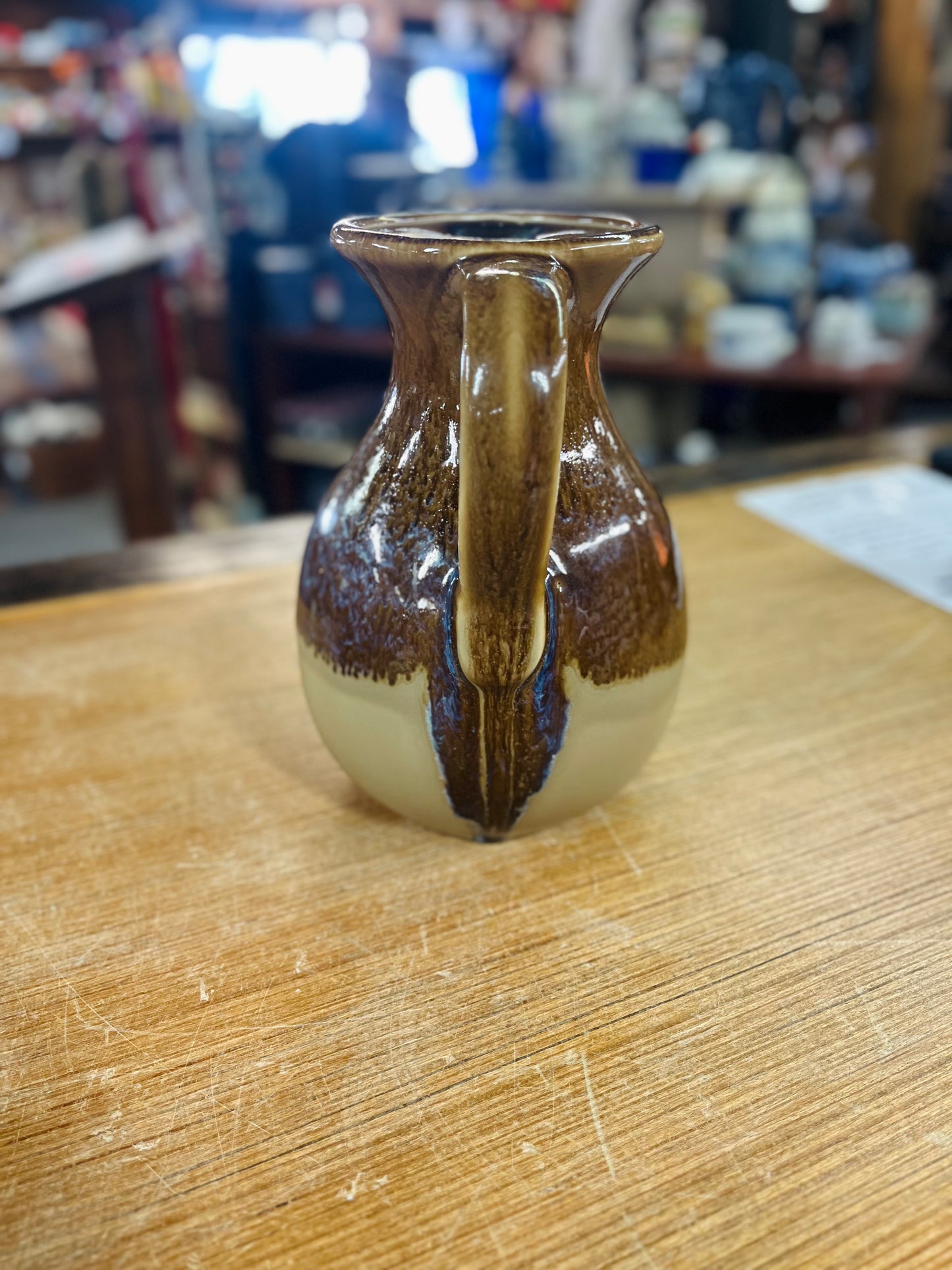 Vintage Two-Toned Brown Drip Pitcher