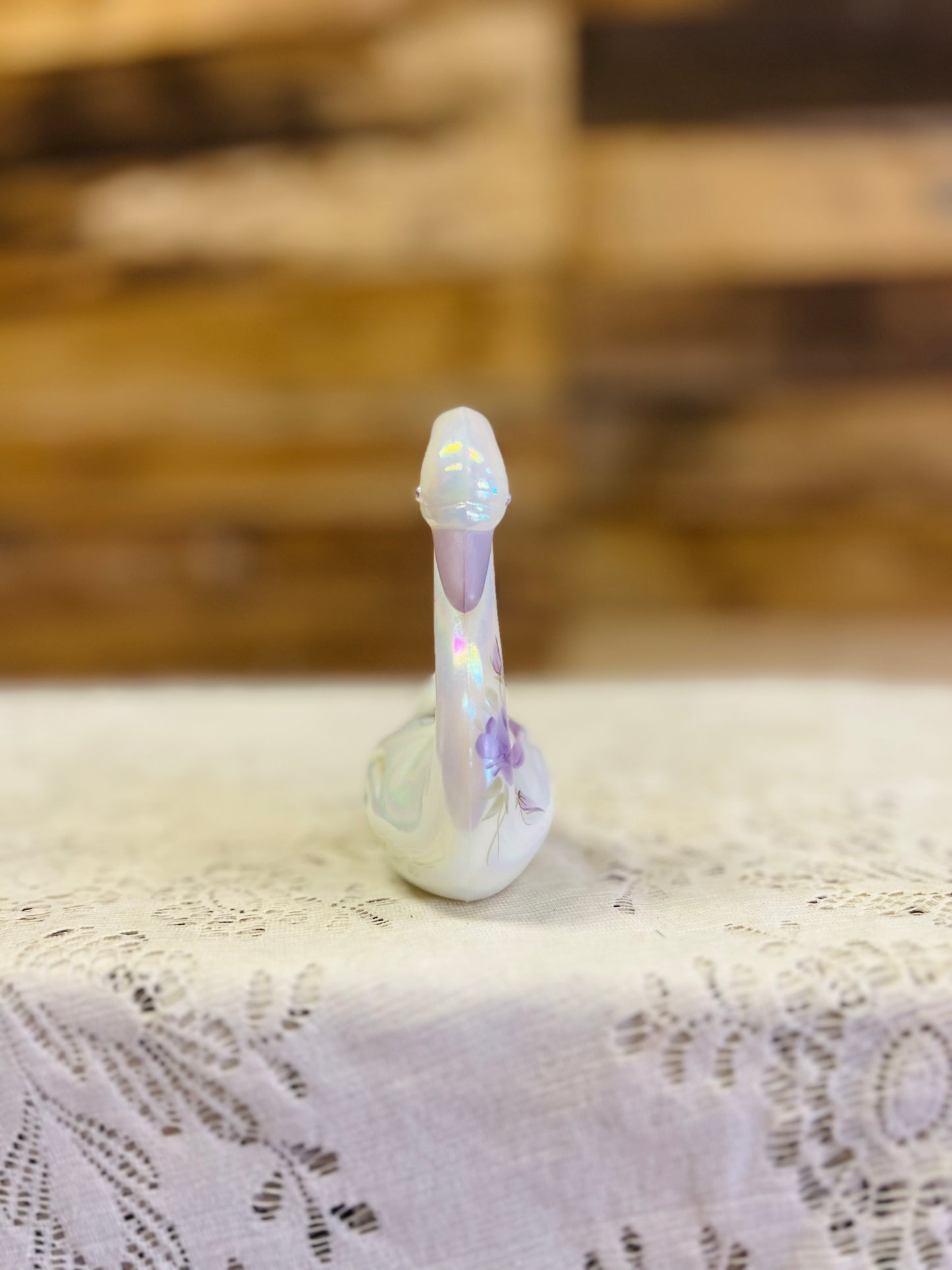 Vintage Fenton Carnival Glass "Happy Anniversary"  Swan