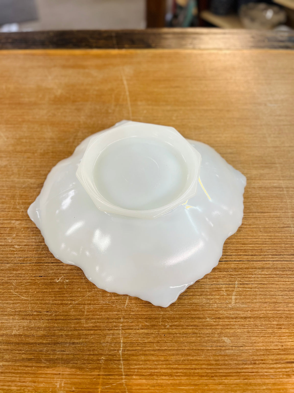 Vintage Milk Glass Bowl With Grapes And A Gold Rim