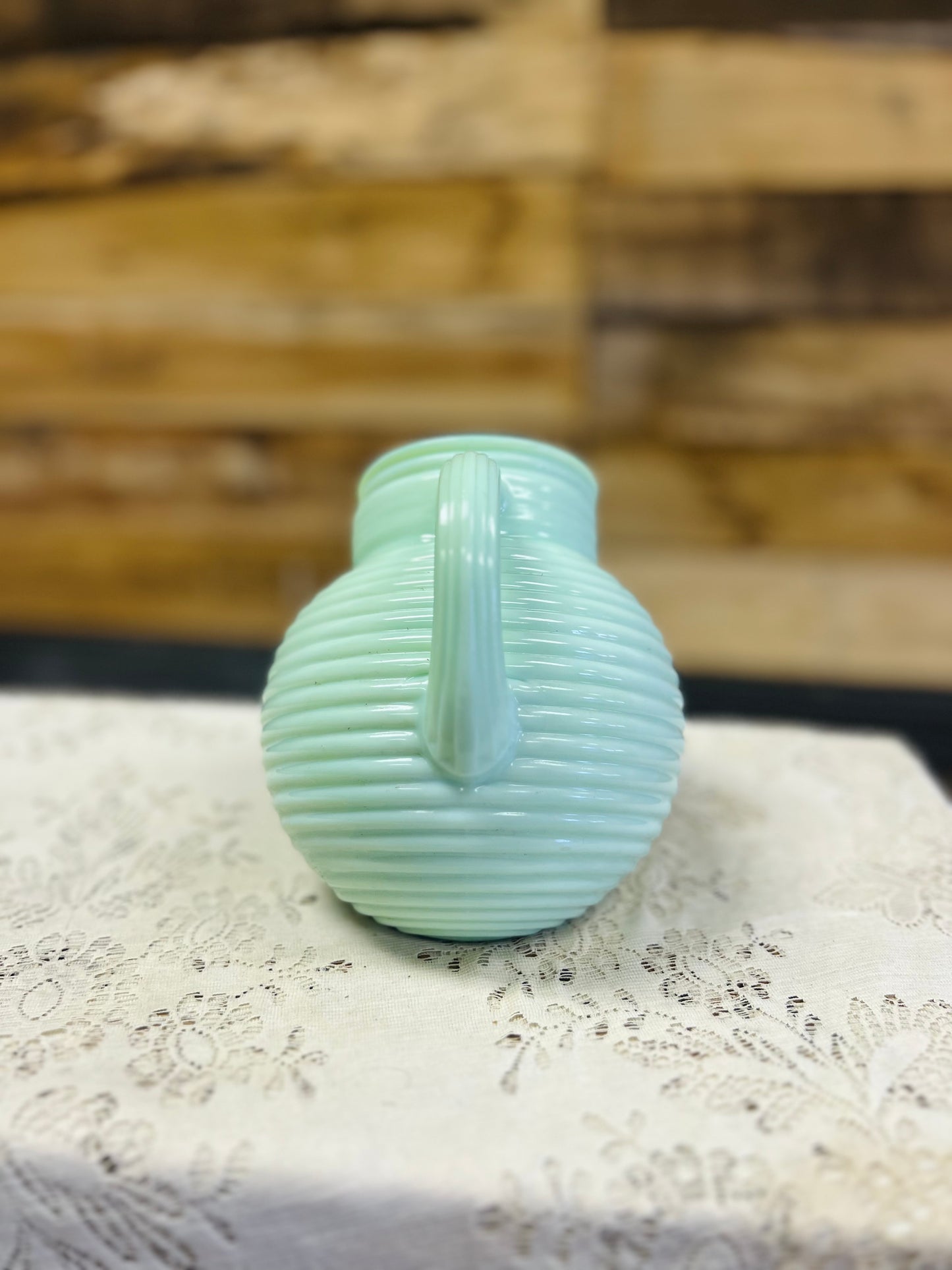 Vintage Green Jadeite Angled Pitcher