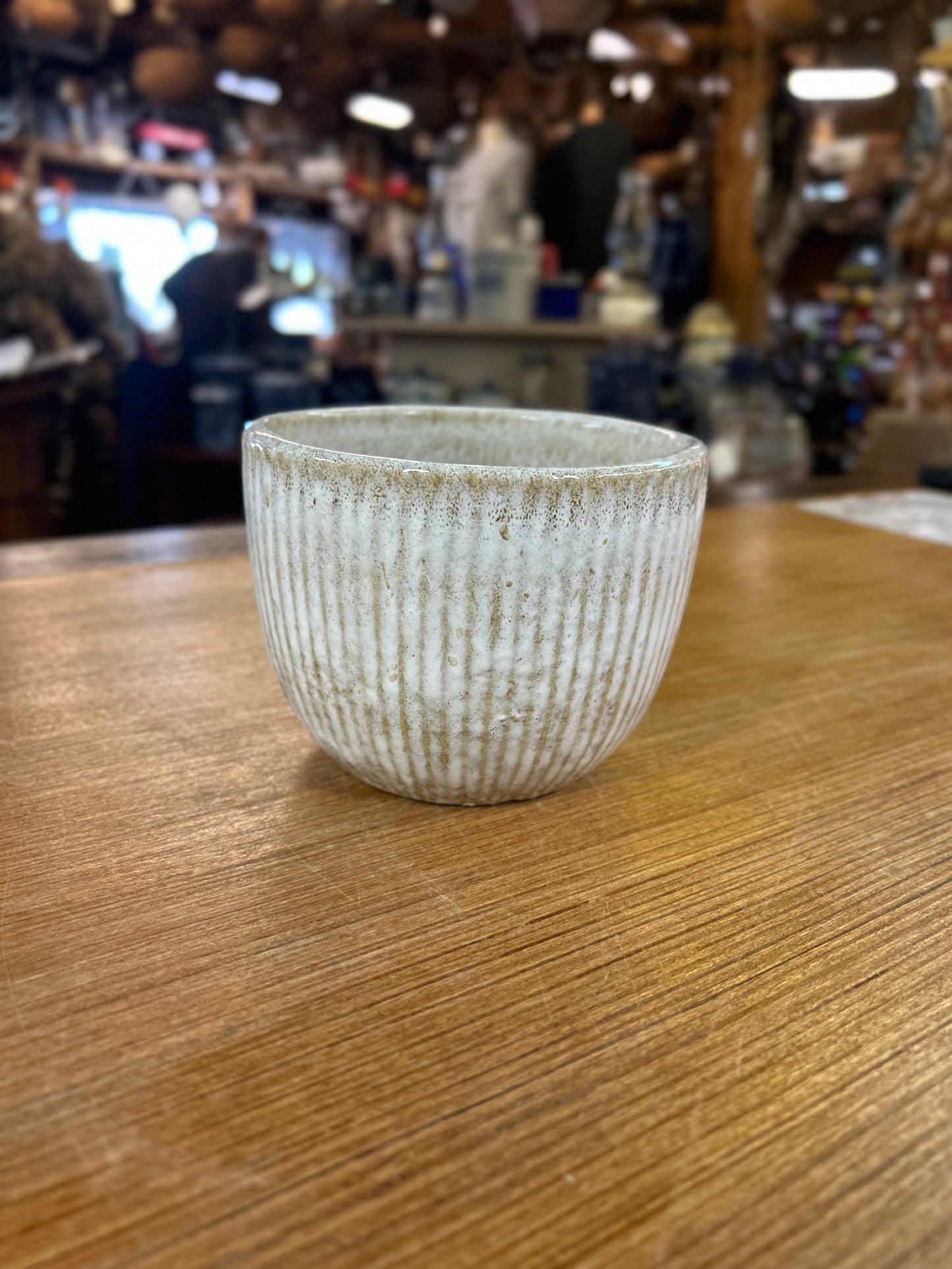 Vintage Glazed White/Beige Pottery Piece Bowl