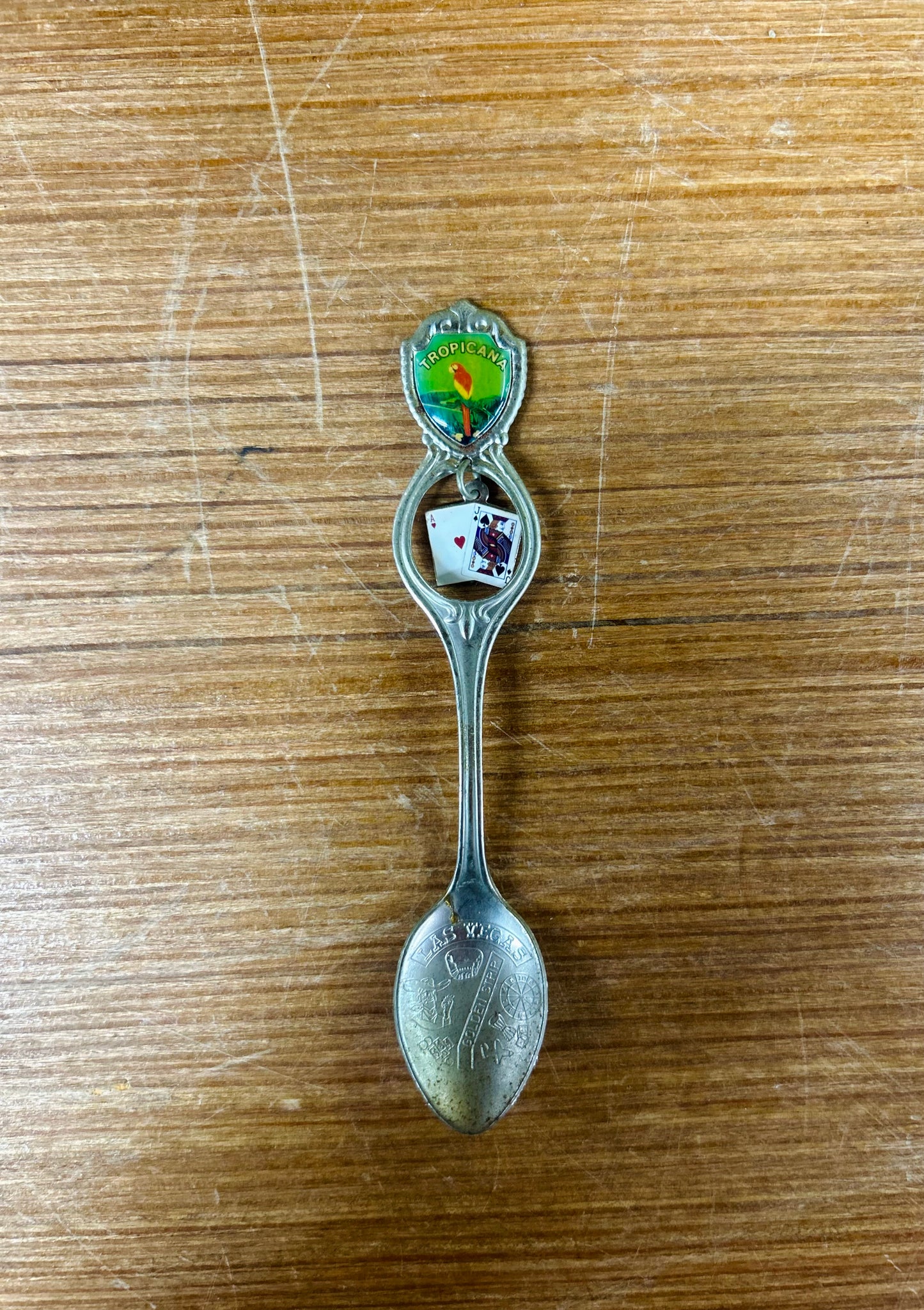 Vintage Las Vegas Tropicana Collectible Spoon With Playing Cards Charm