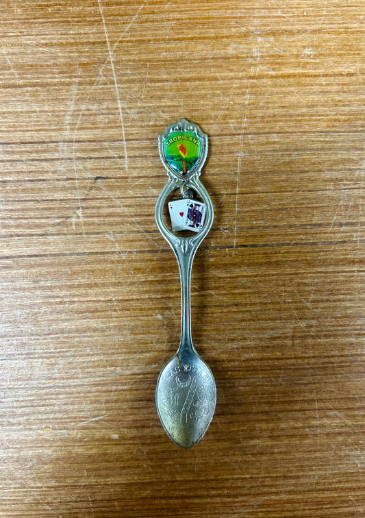 Vintage Las Vegas Tropicana Collectible Spoon With Playing Cards Charm