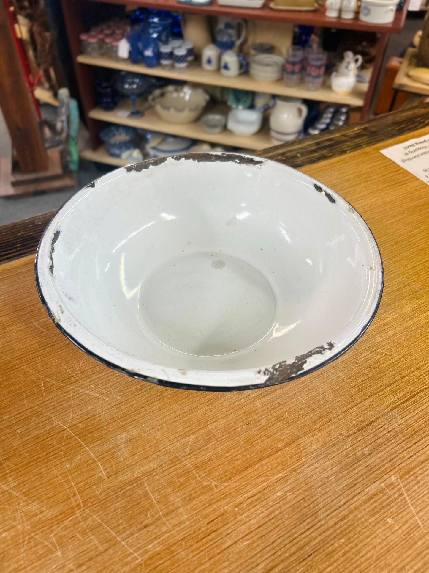 White Bowl with Black Trim
