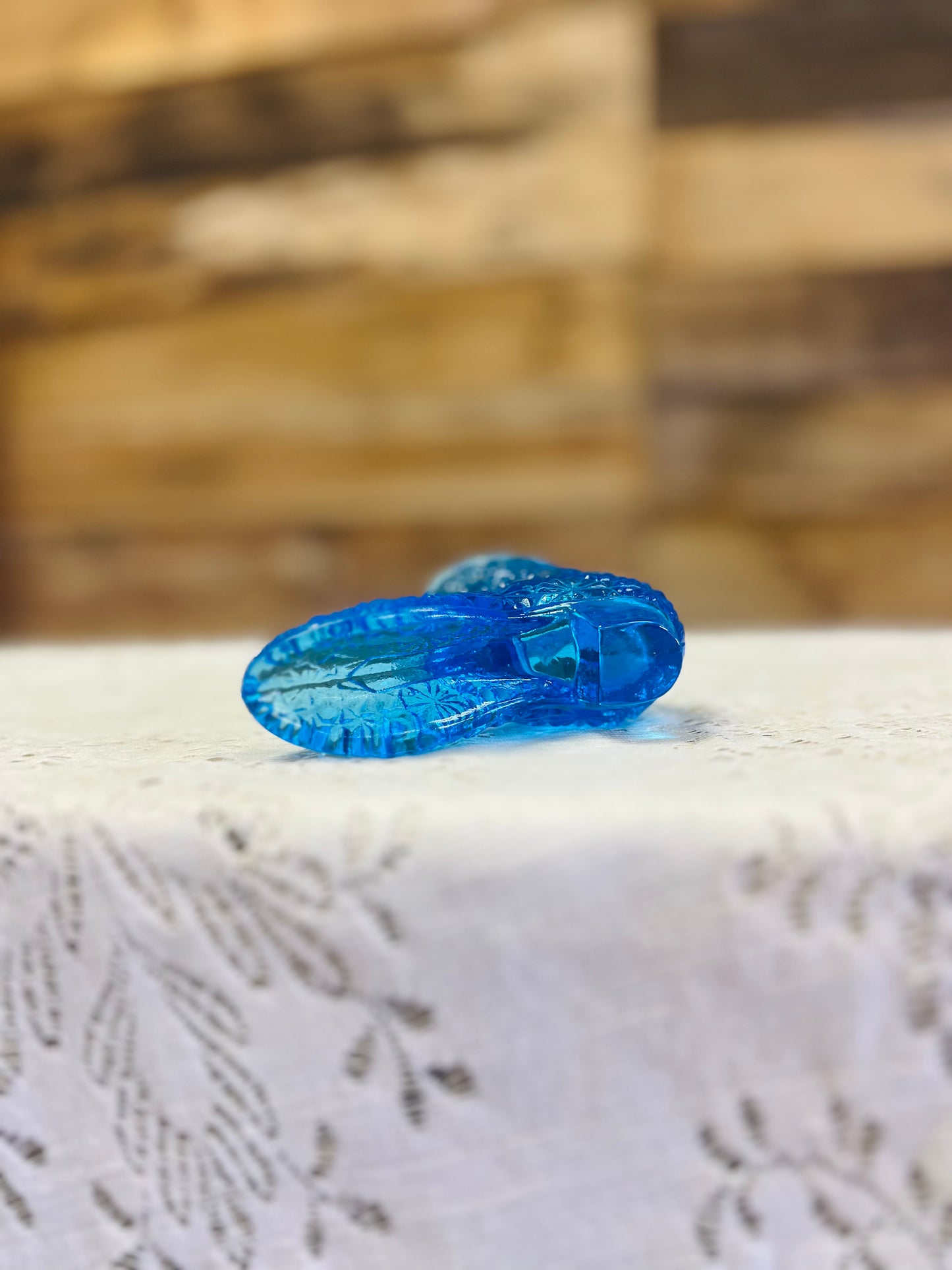 Vintage Blue Glass Boot