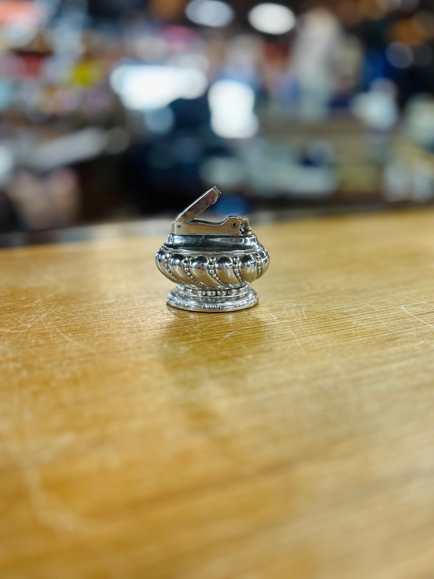 Vintage 1940's- 50's Silver Plated Ronson Crown Table Lighter