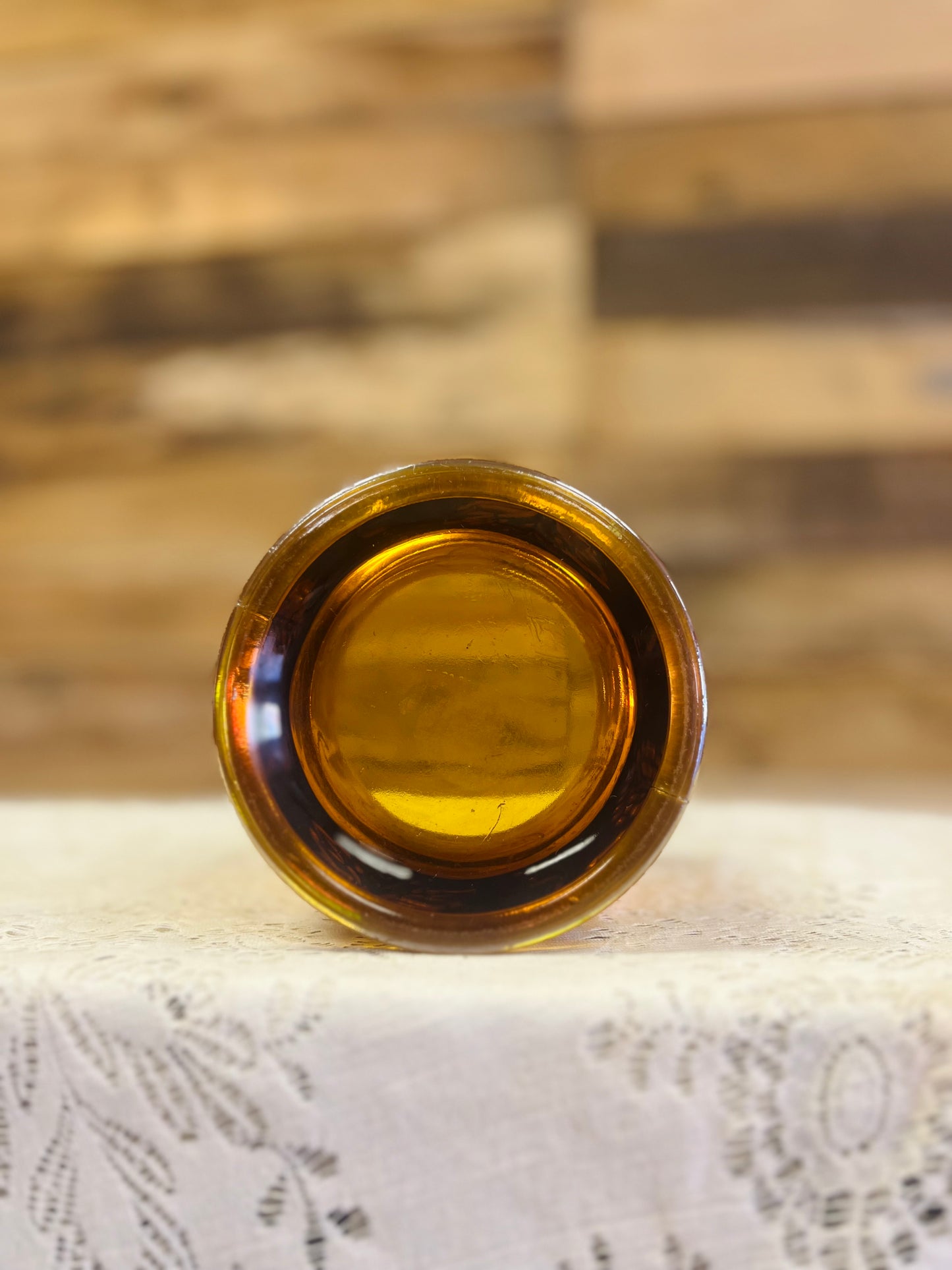 Vintage Carnival Glass Amber Jar