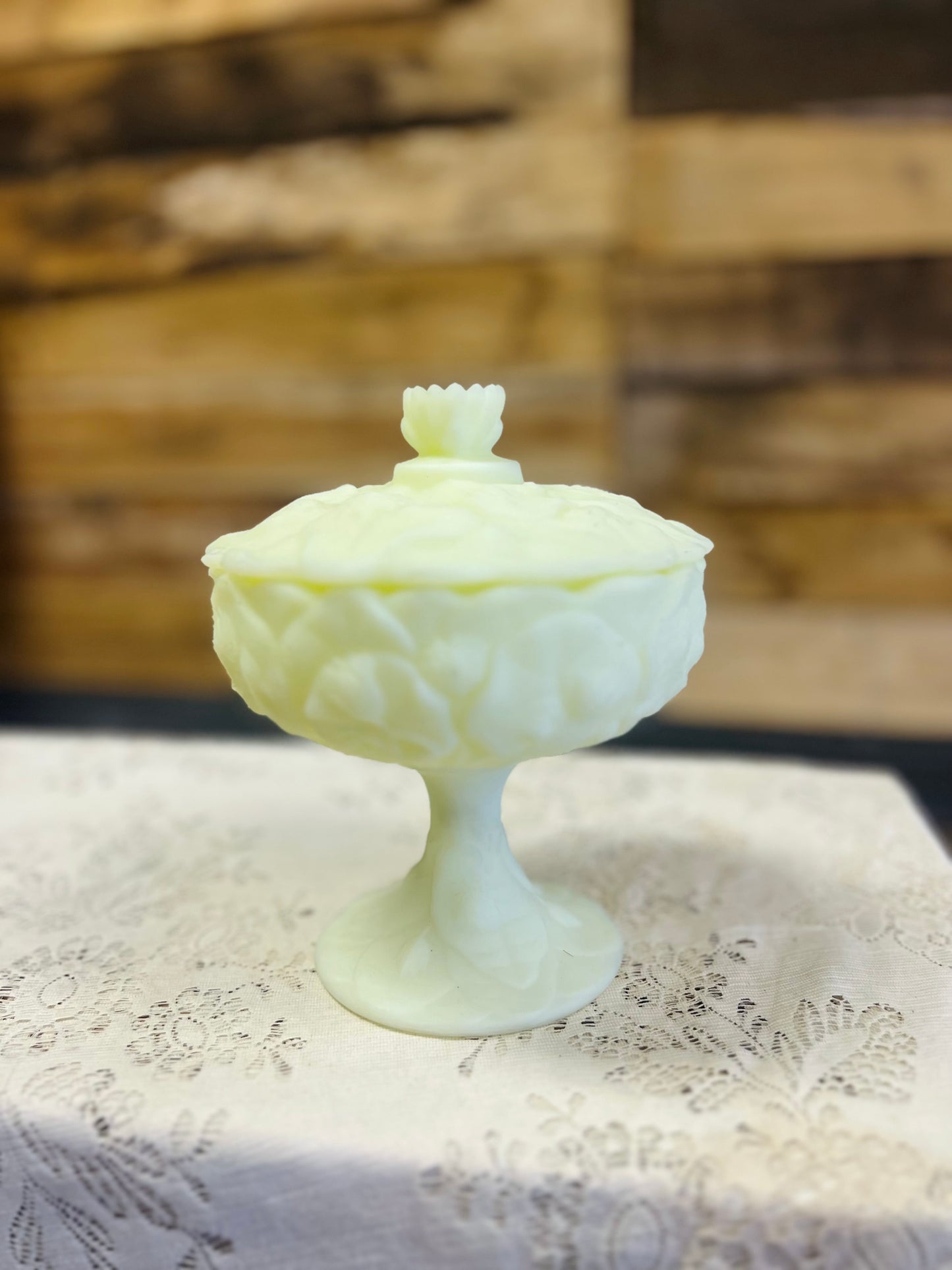 Vintage Fenton Water Lily Compote Dish with Lid