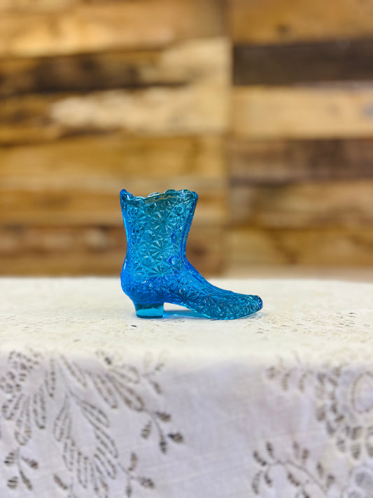Vintage Blue Glass Boot