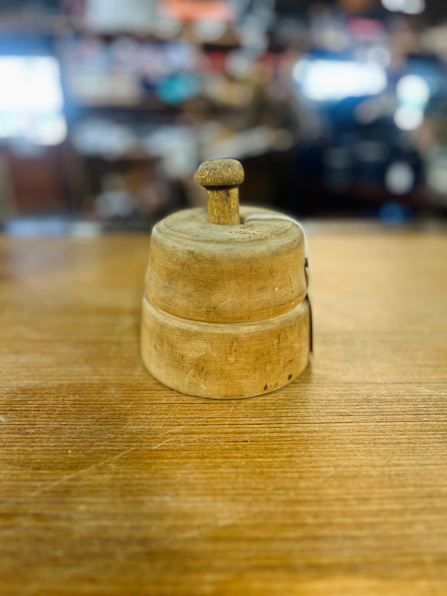 Old Wooden Butter Mold With Leaf Design