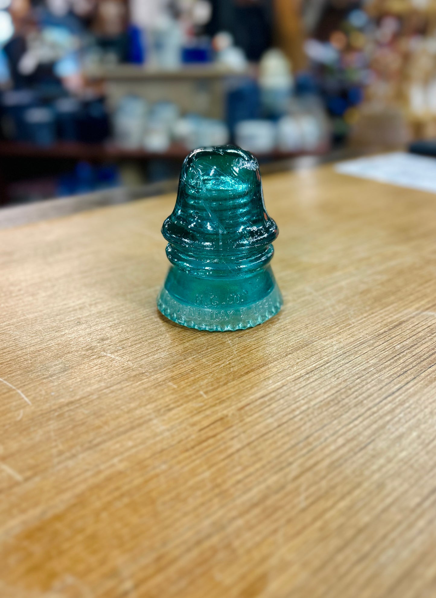 Antique 1893 Petticoat Blue Glass Insulator
