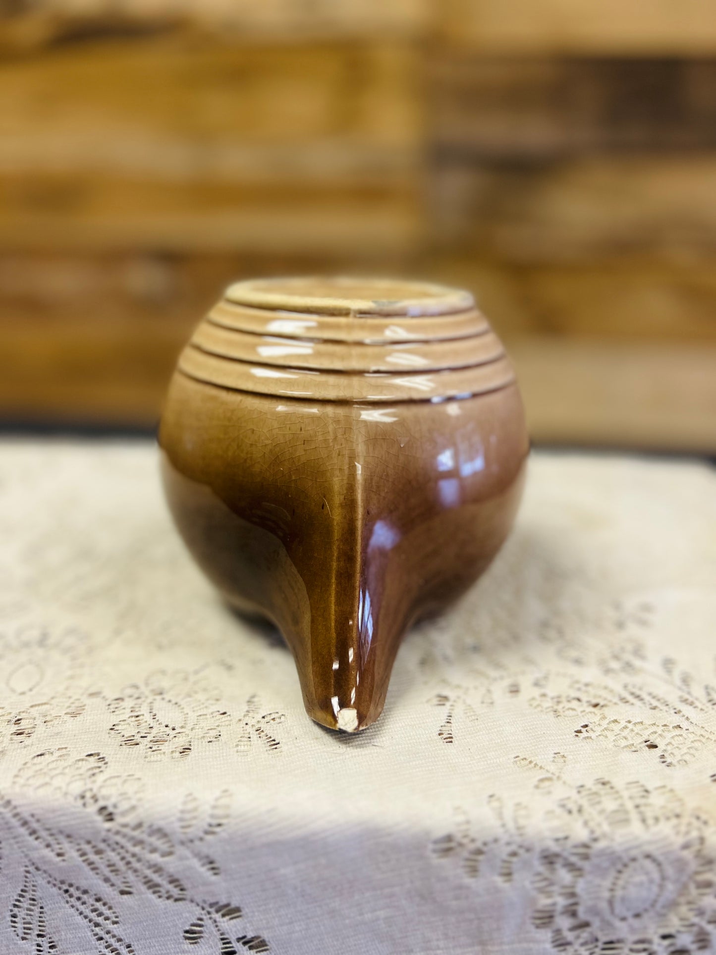 Vintage McCoy Tan and Brown Teapot