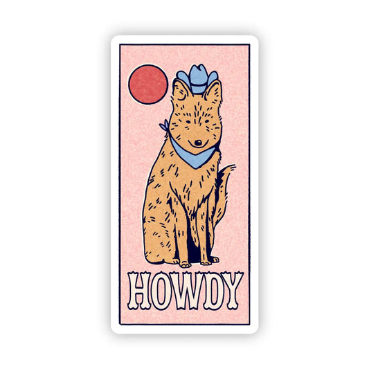 Howdy Coyote with Cowboy Hat Sticker