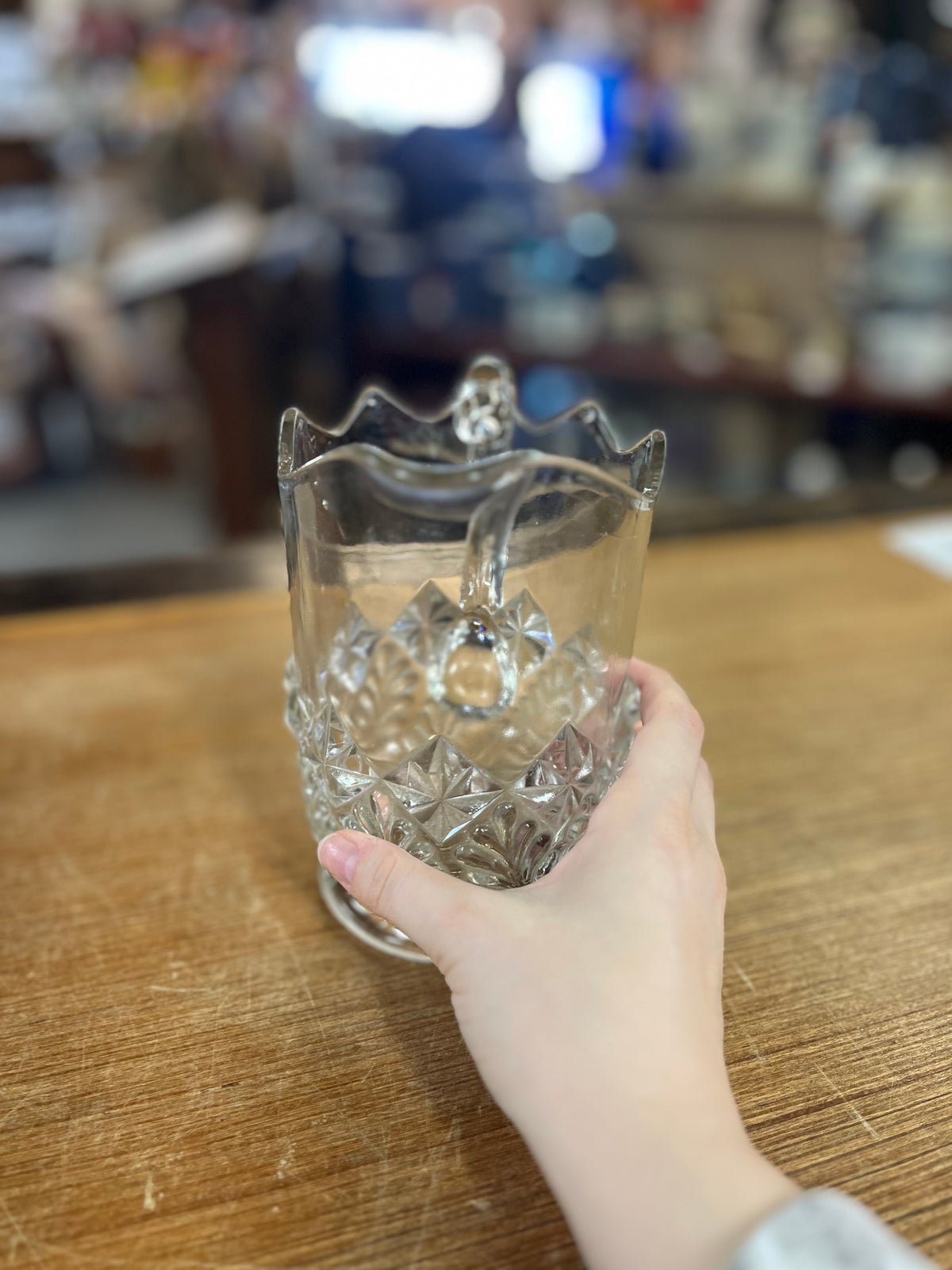 Vintage Clear Pressed Glass Pitcher