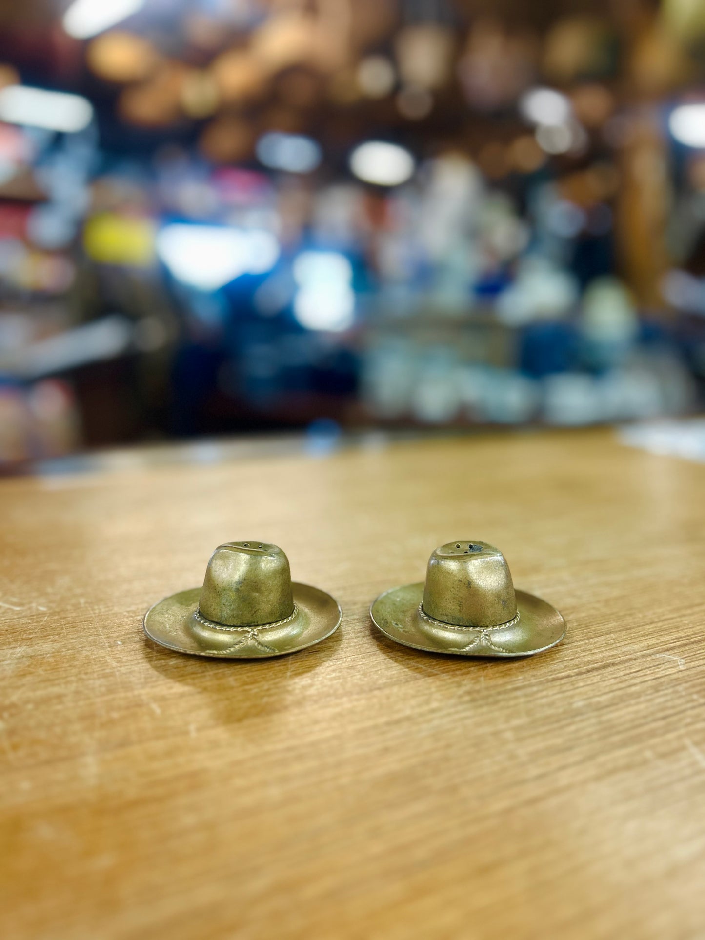 Vintage Copper Cowboy Hat Salt and Pepper Shakers