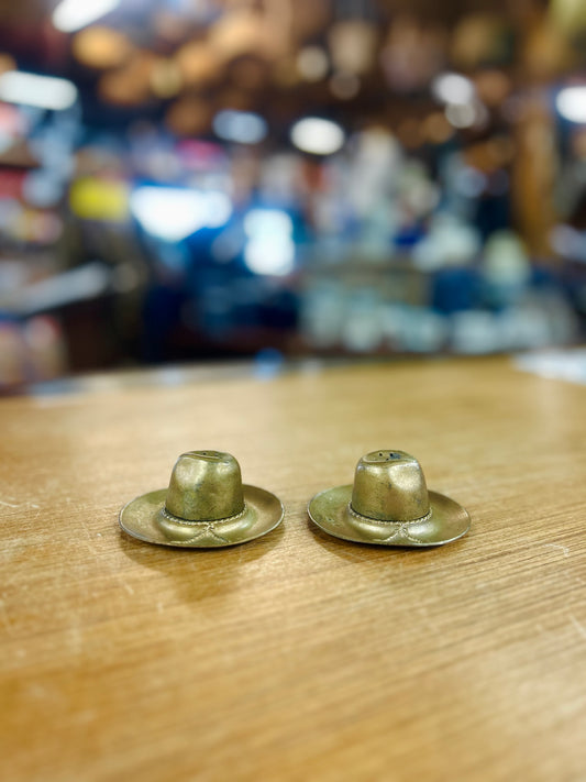 Vintage Copper Cowboy Hat Salt and Pepper Shakers