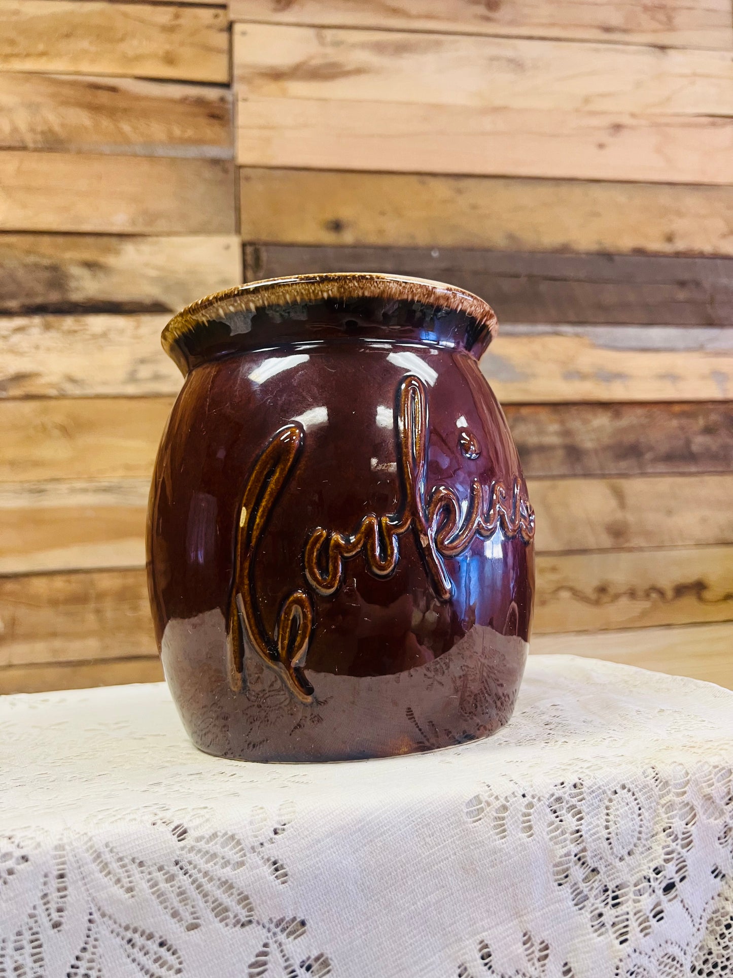 Vintage Hull Pottery Brown Cookies Jar