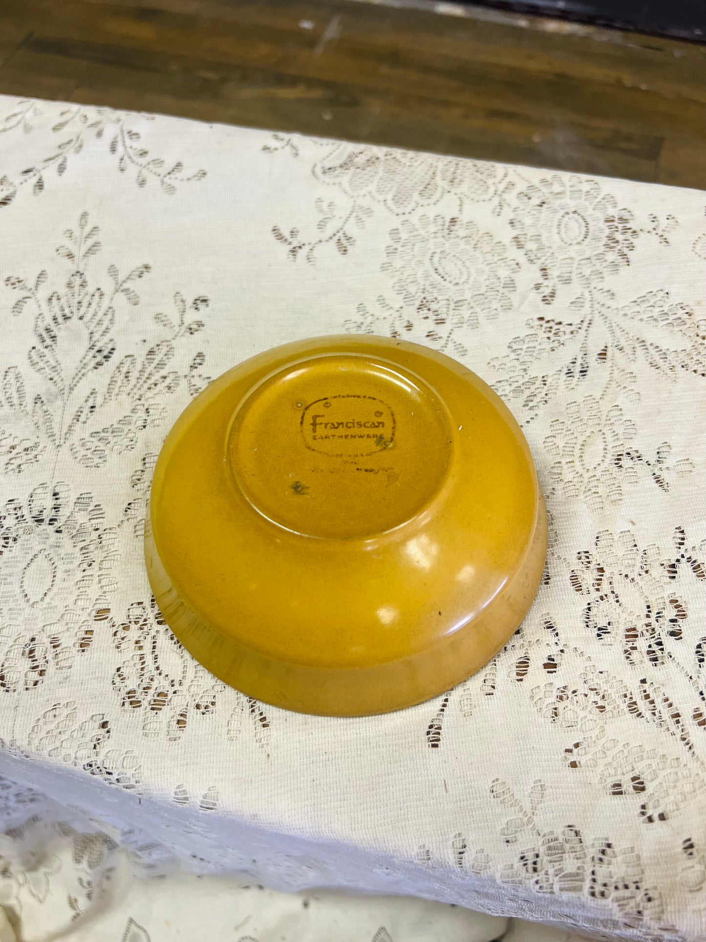 Vintage Franciscan Grey and Yellow Flower Bowl