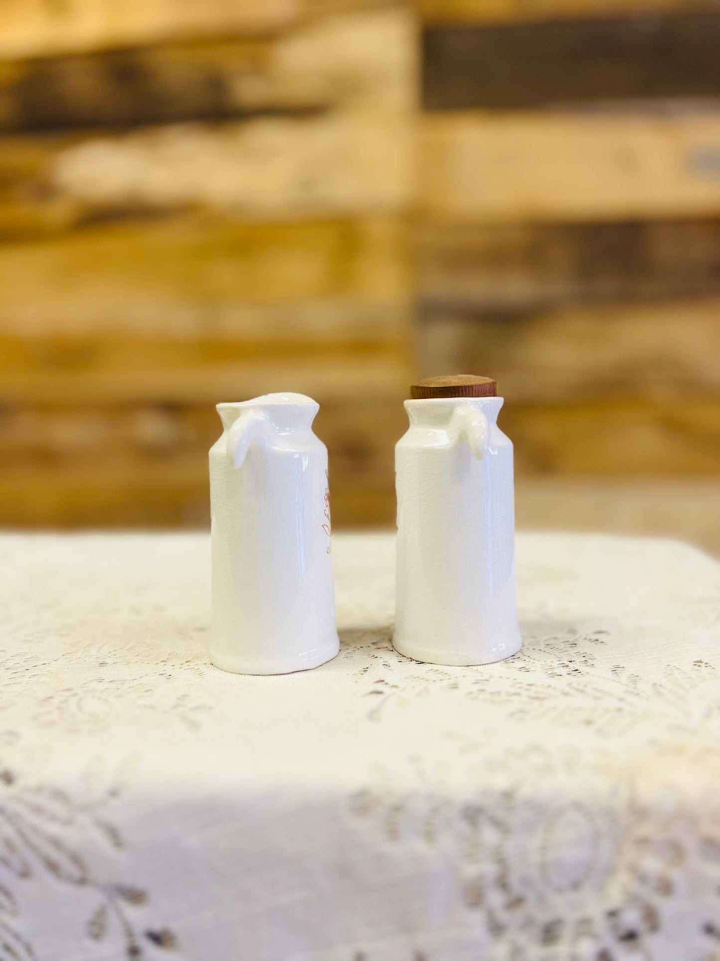 Vintage Japan Oil and Vinegar Set with Floral Design