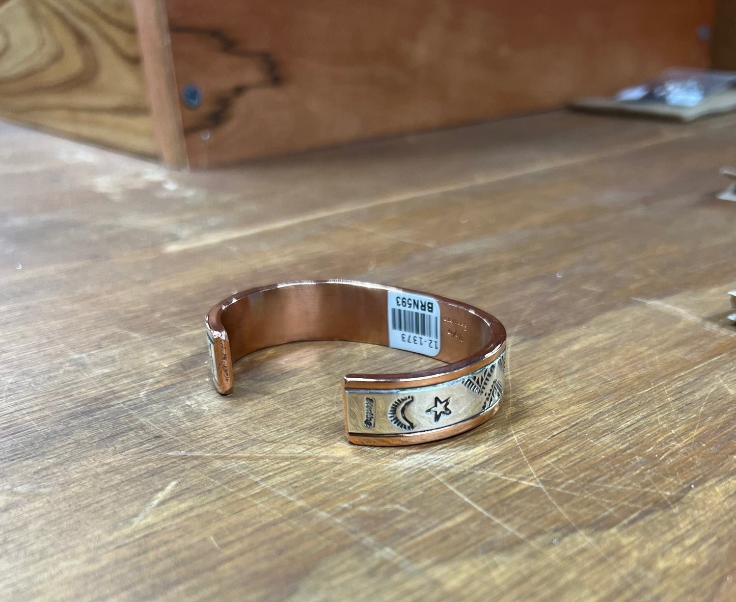 Copper and Sterling Silver Stamped Cuff