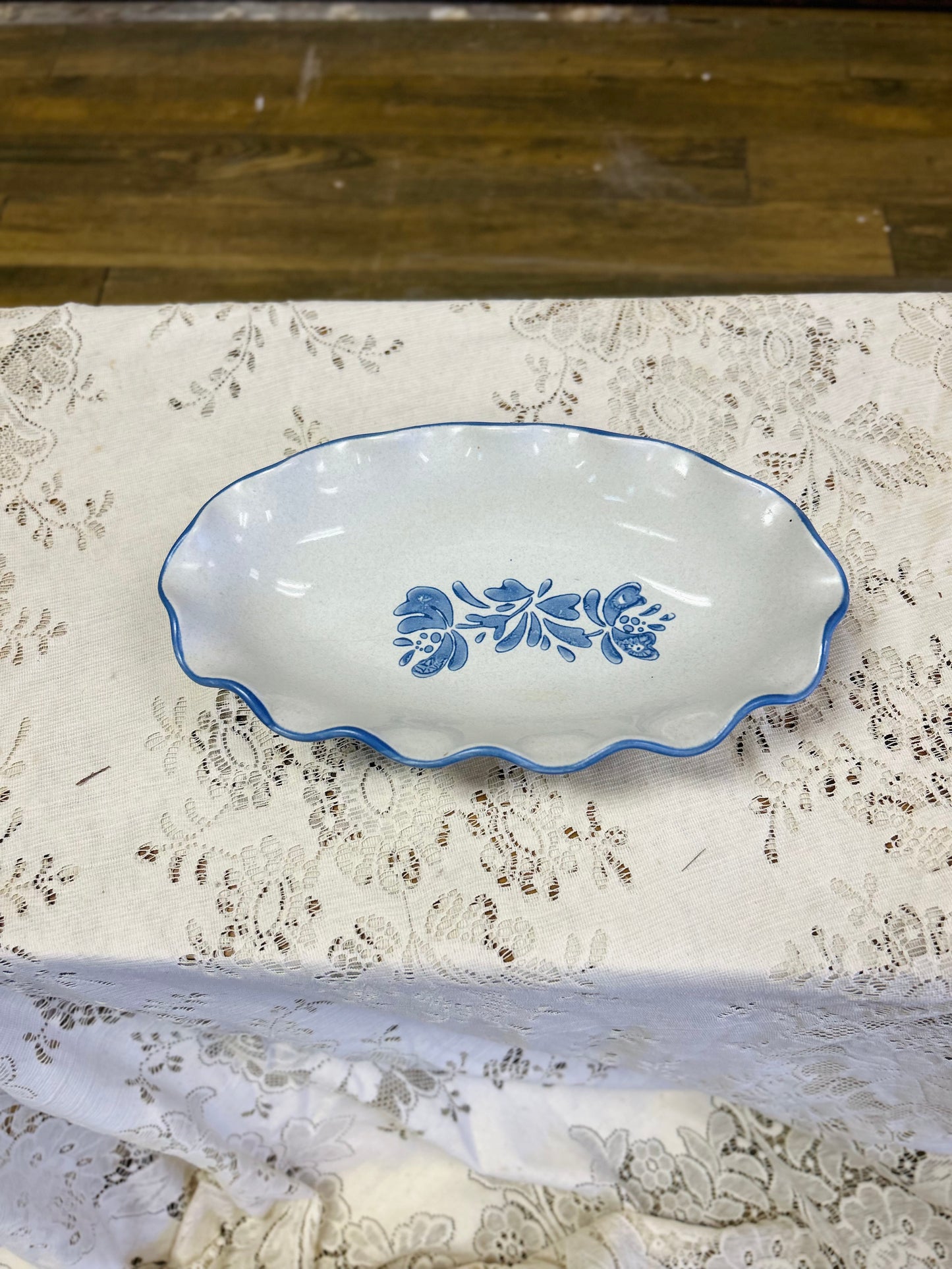 Vintage Blue Floral Pfaltzgraff Yorktowne Oval Relish Dish