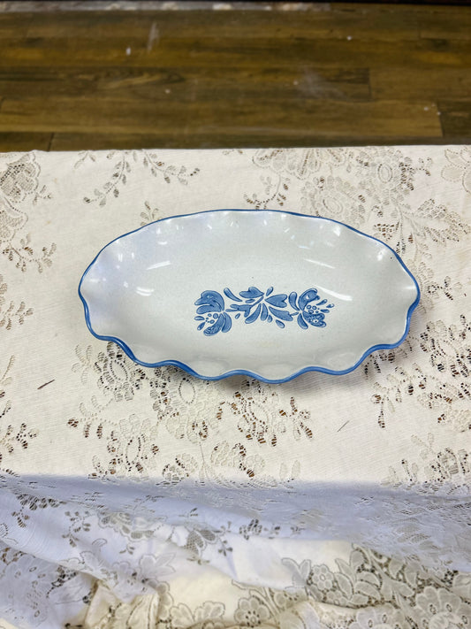 Vintage Blue Floral Pfaltzgraff Yorktowne Oval Relish Dish