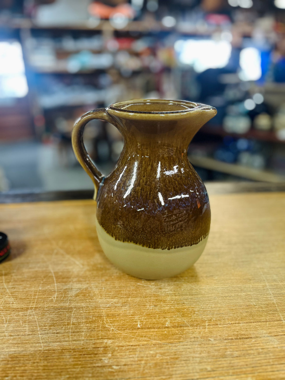 Vintage Two-Toned Brown Drip Pitcher