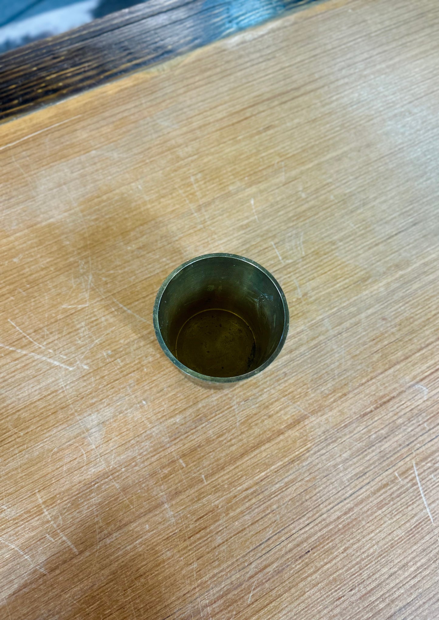 Vintage Solid Brass Cup with Floral Detailing