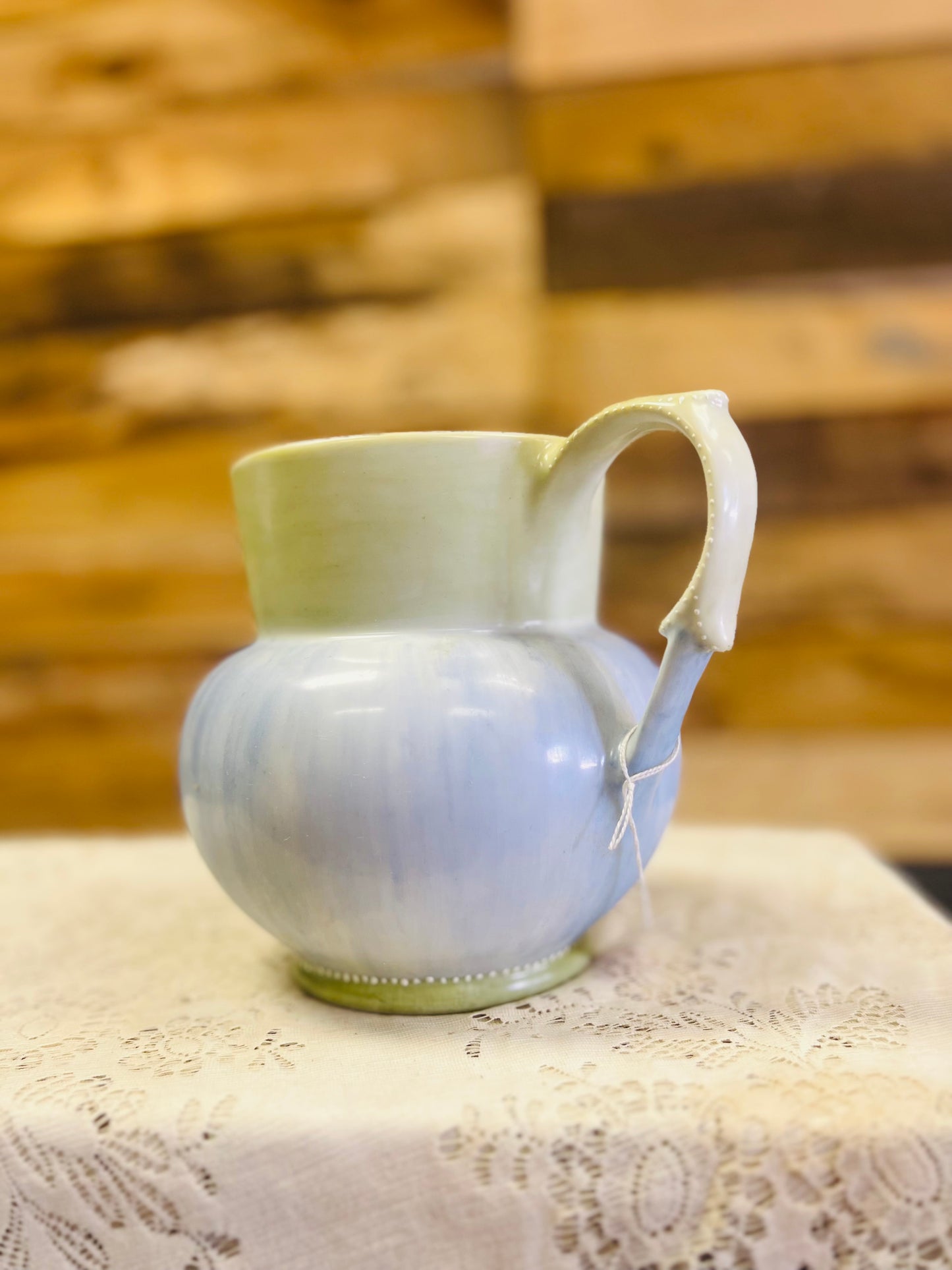 Vintage Ceramic Pitcher with Hand Painted Scene of Horse