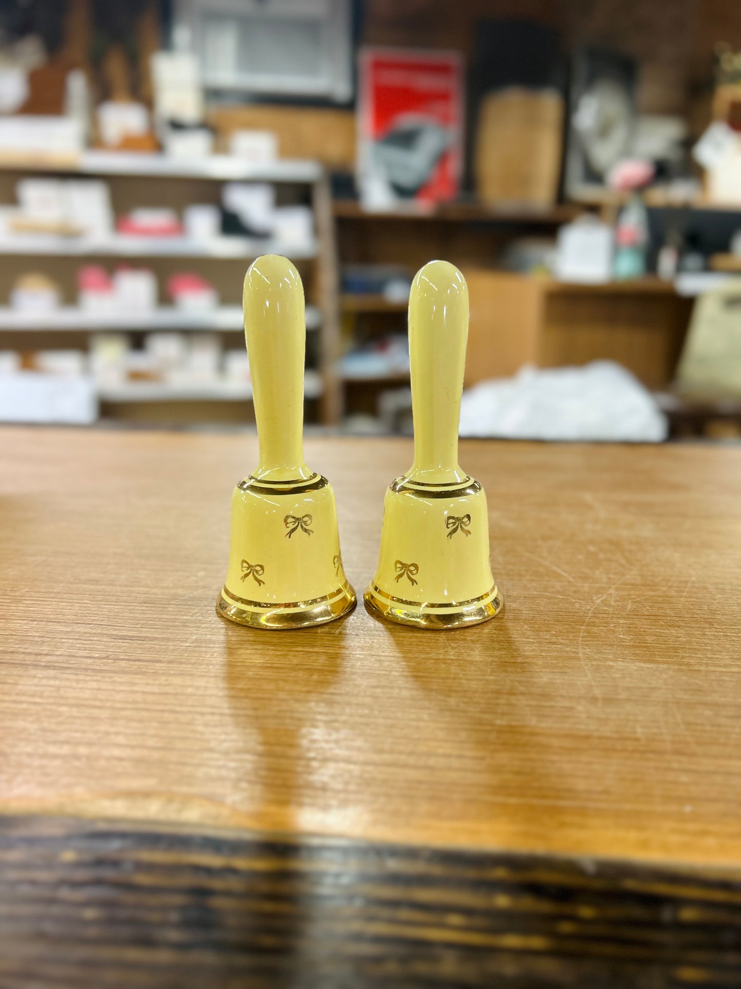 Vintage Ceramic Yellow Bell Salt and Pepper Shaker Set