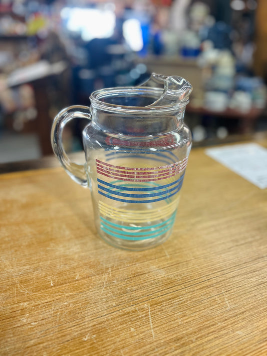 Old 40s-50s Multi Colored Rings Water Pitcher