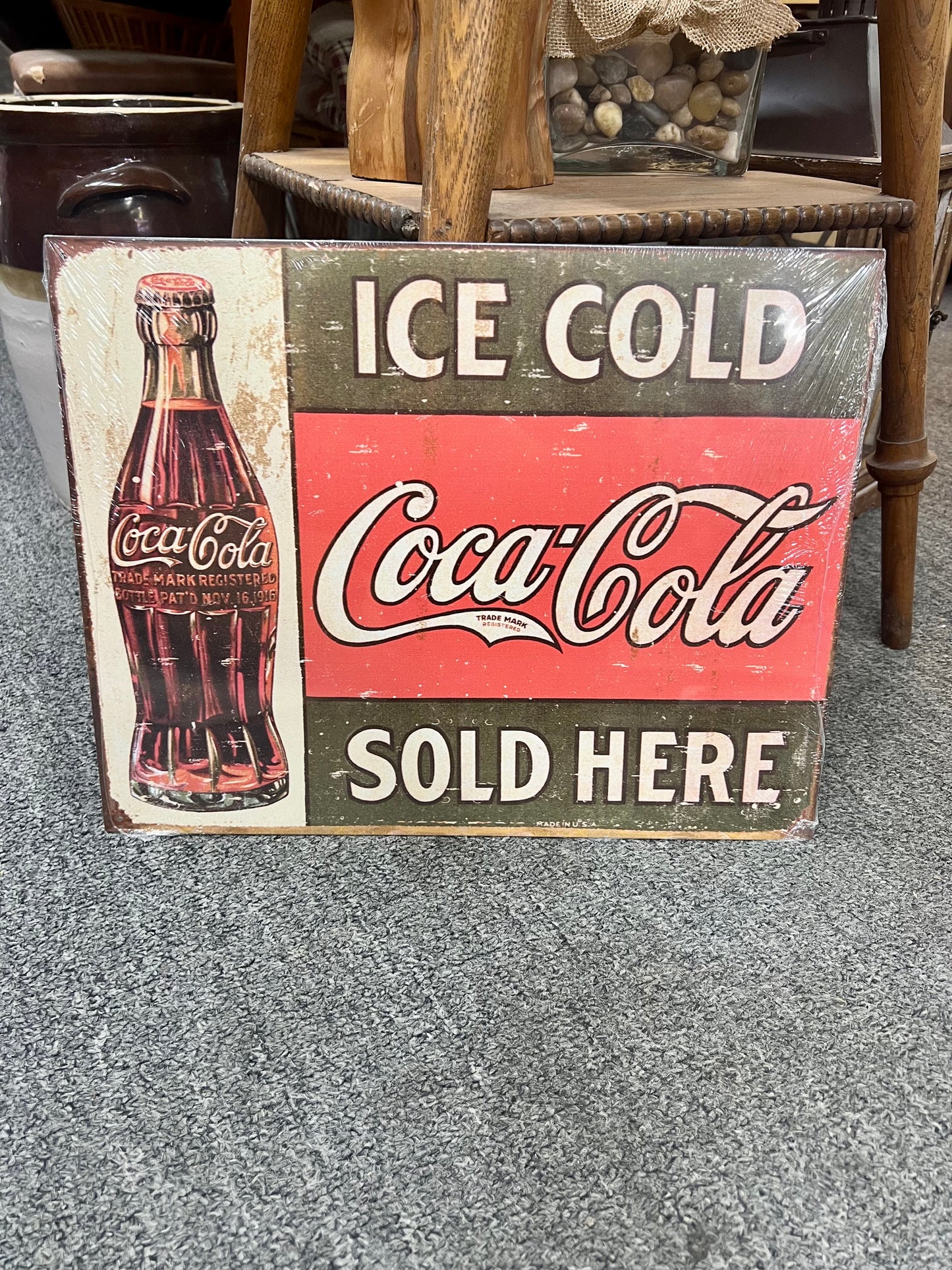 Coca Cola Ice Cold Sold Here Metal Sign