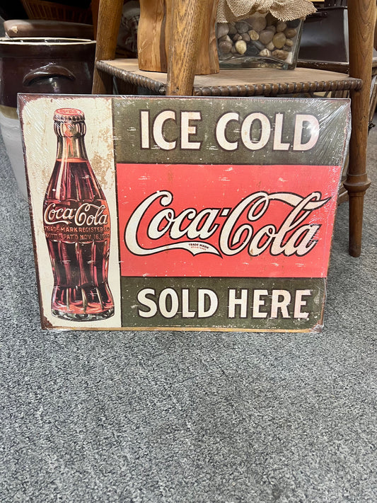 Coca Cola Ice Cold Sold Here Metal Sign