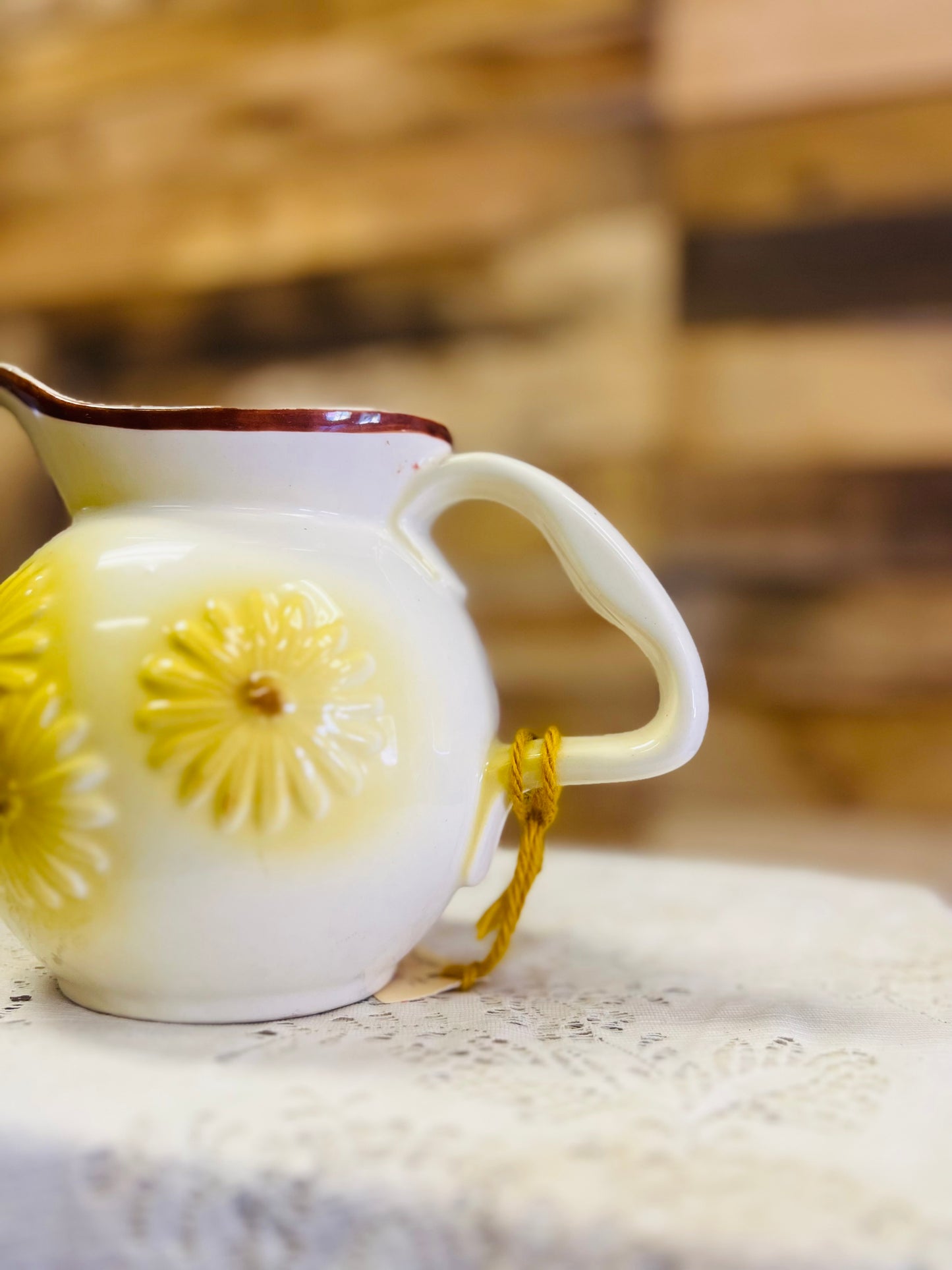 Vintage Sunflower Hull Pottery Pitcher
