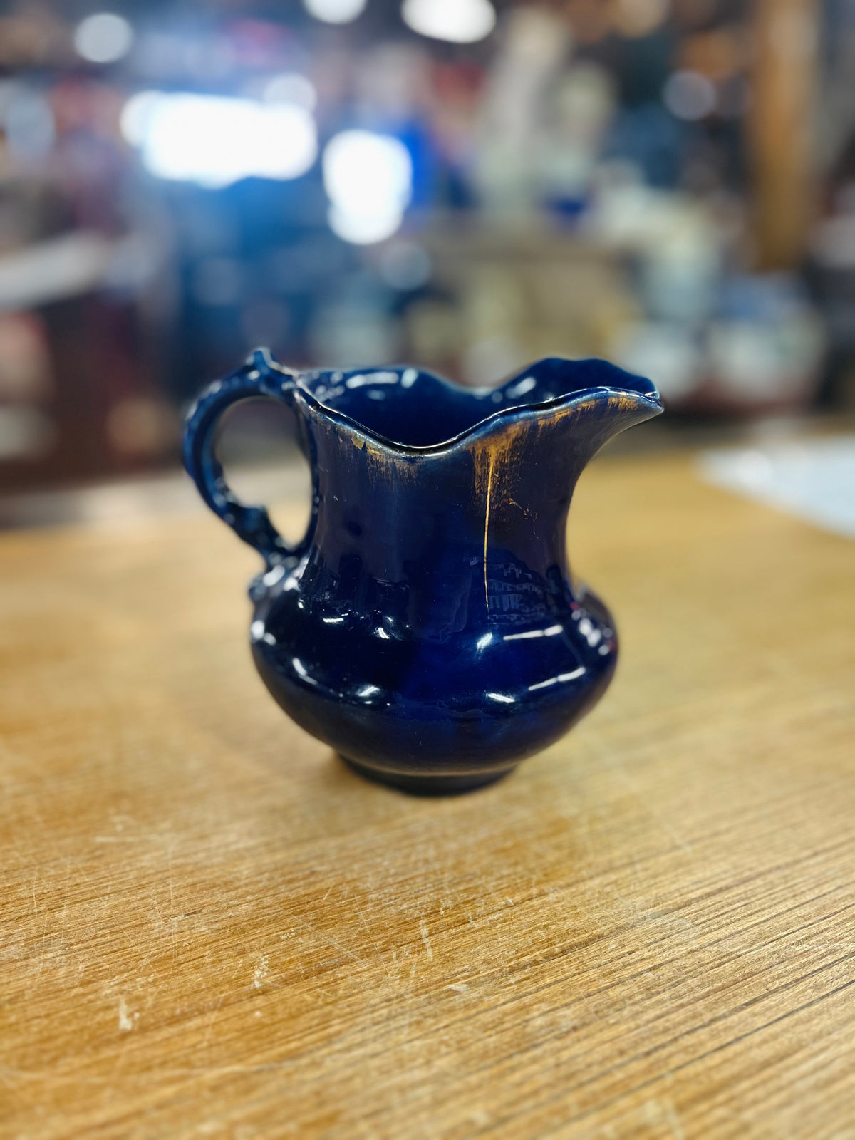 Vintage Blue Ceramic Mini Pitcher