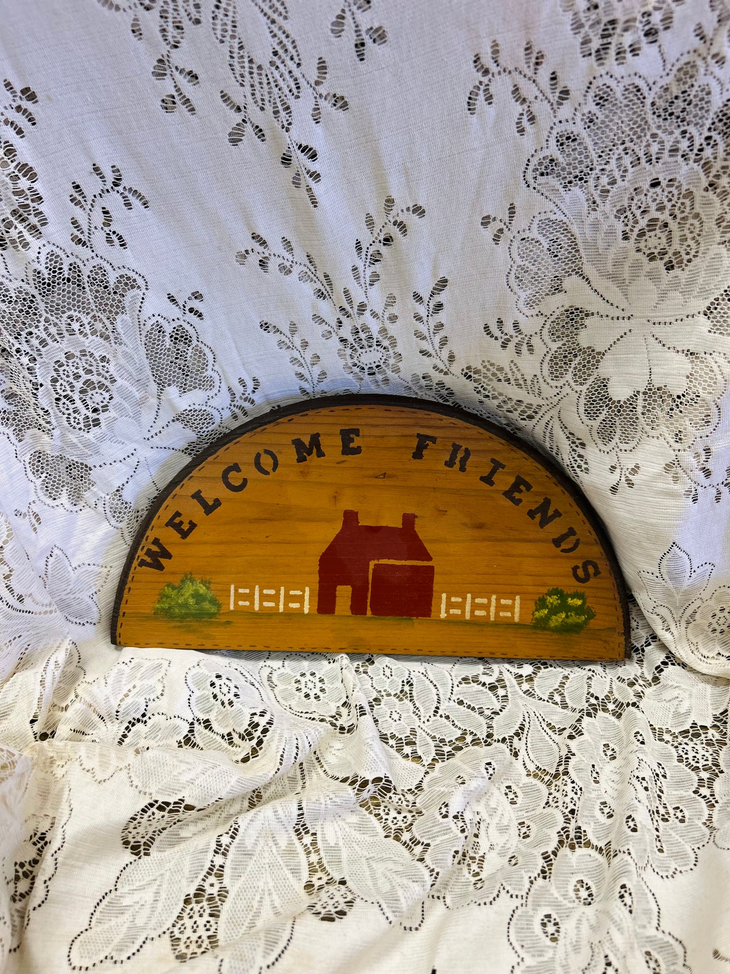 Vintage " Welcome Friends" Wooden Sign