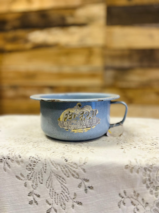 Vintage Blue Federal Glasweld Pot