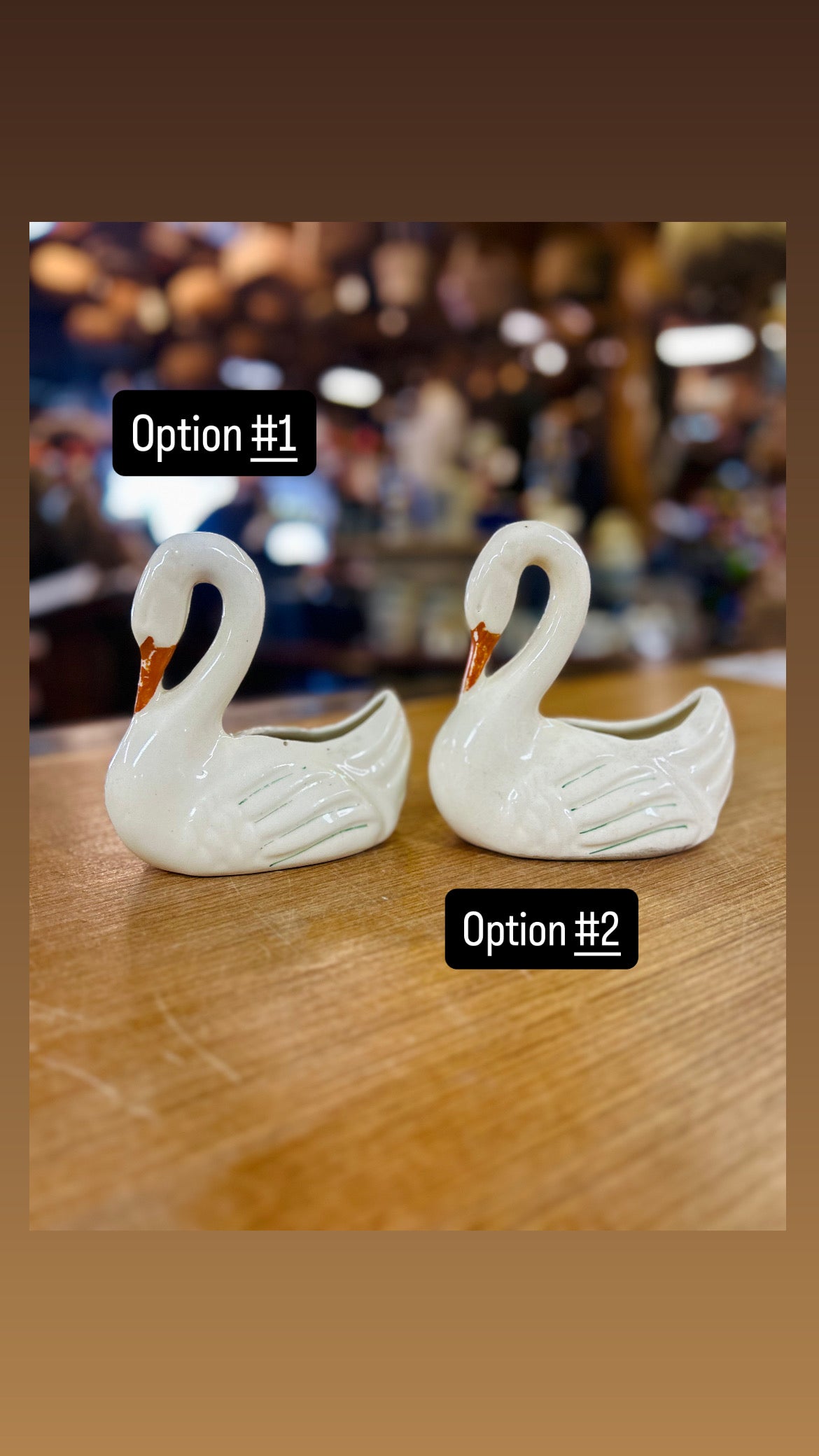 Vintage Swan Planter with Green Detailing