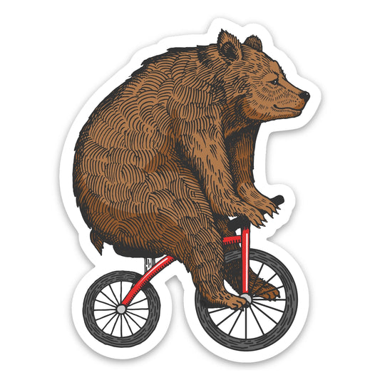 Bear Riding A Bicycle Sticker