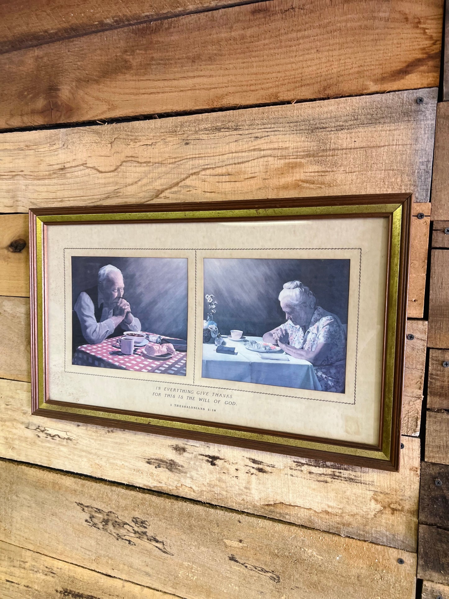 Vintage "Saying Grace Double Portrait Design Framed Print