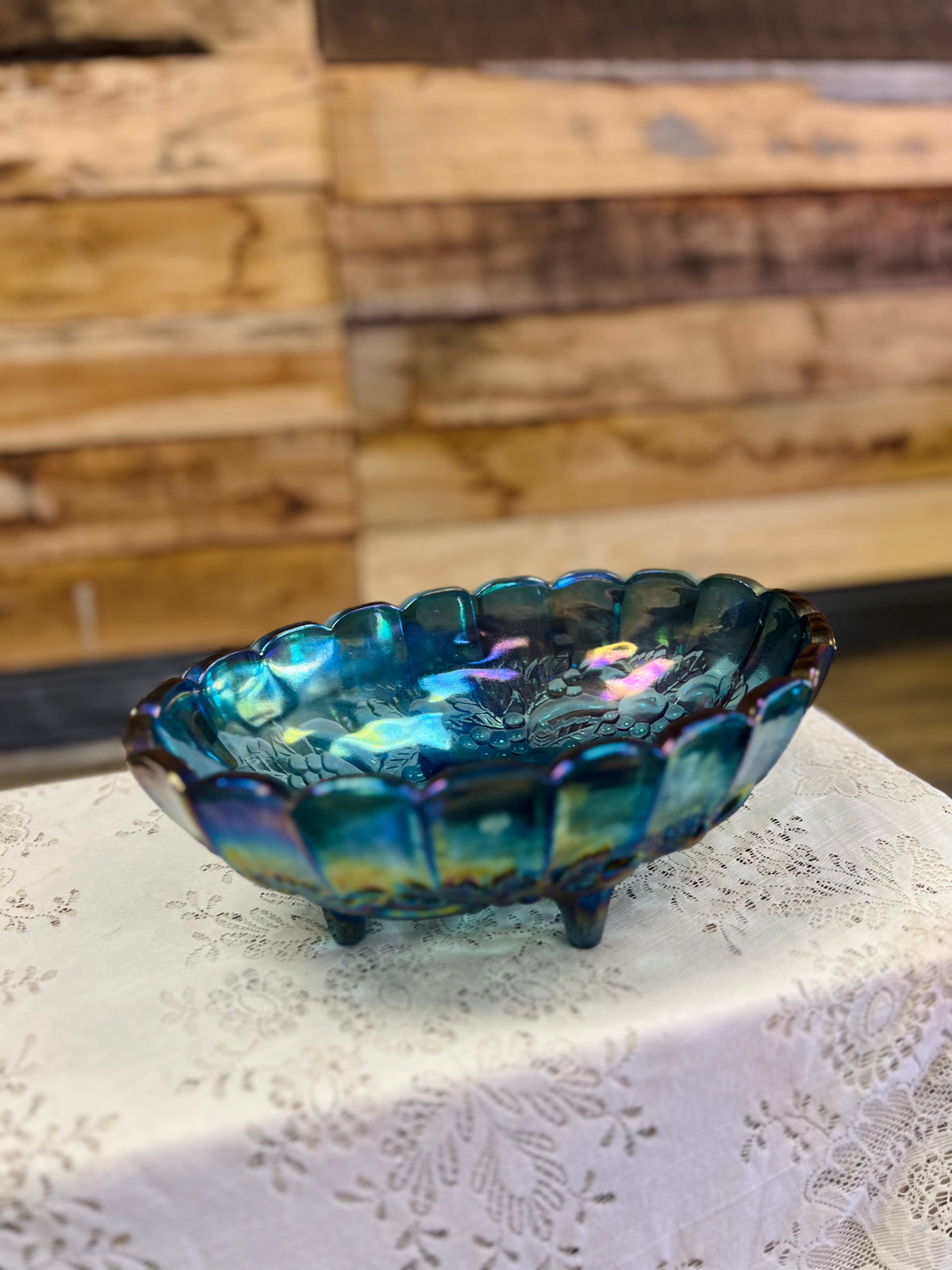 Vintage Carnival Glass Fruit Bowl